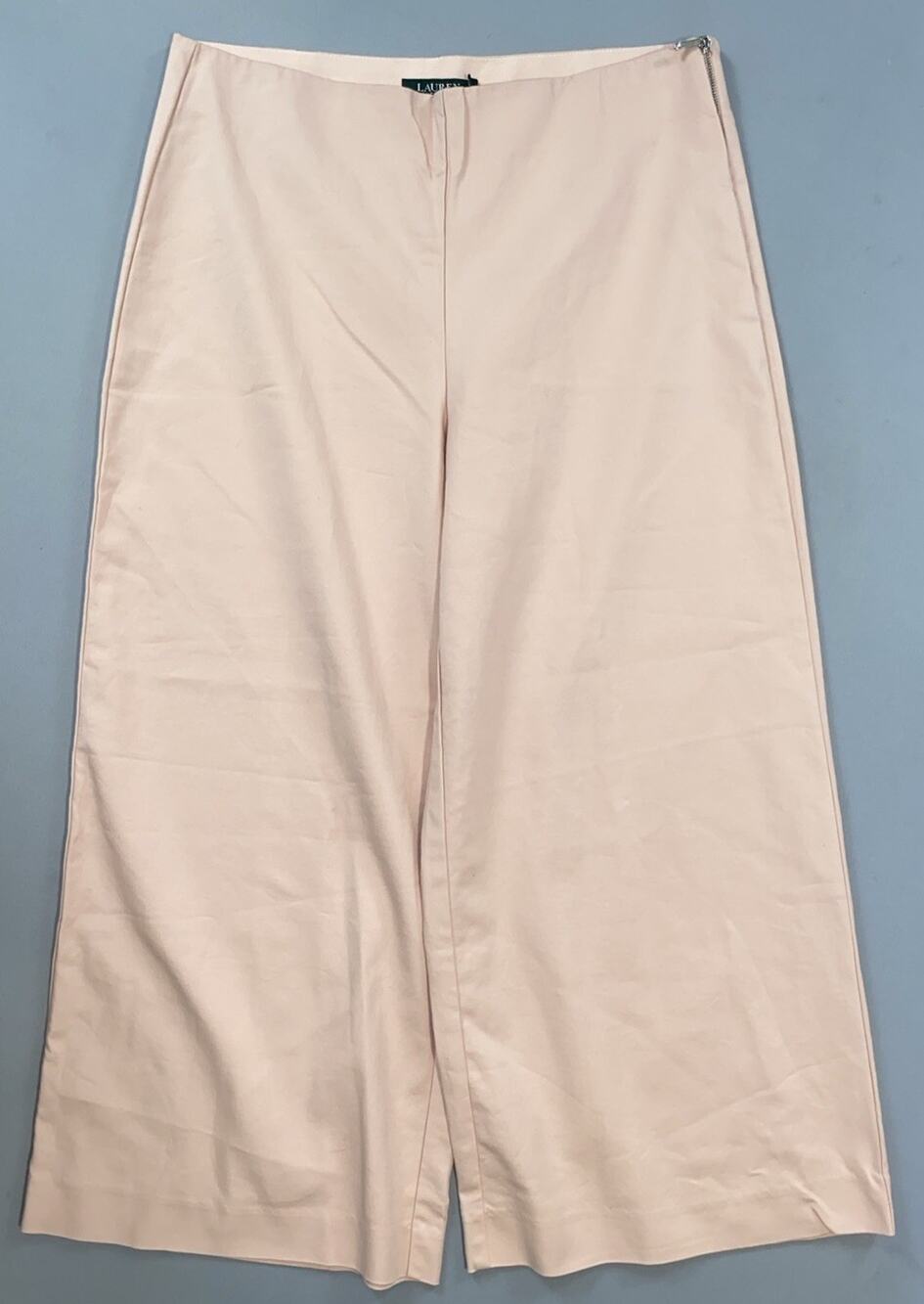Ralph Lauren LRL Side Zip Wide Leg Crop Chino Pants. Pink, Women's Size 12. EUC!